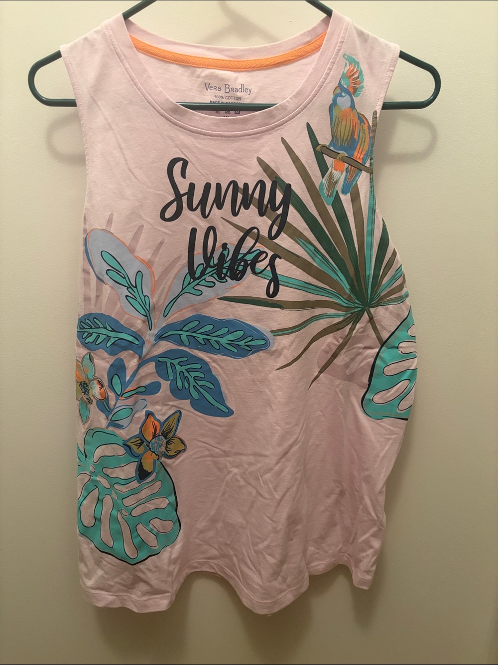 NWOT Vera Bradley Light Pink Tropical Tank Top